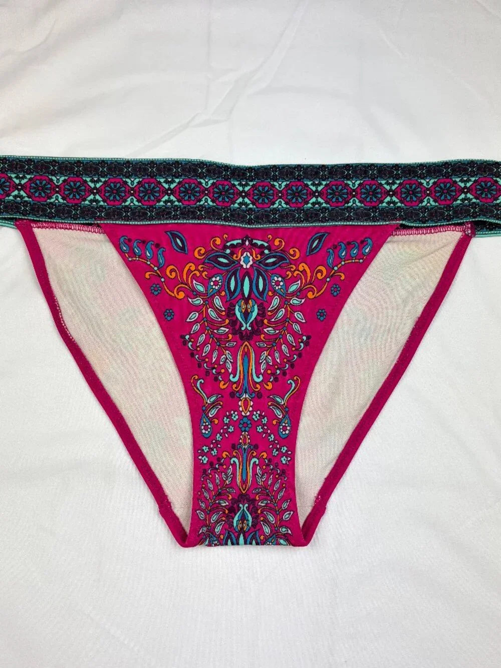 Victoria's Secret Pink Pailsey Print Bikini Bottom Sz Medium Beach Boho Festival